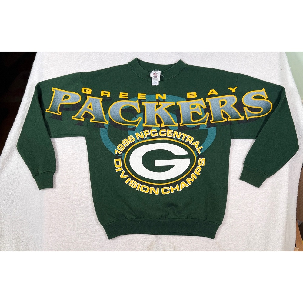 Vintage Green Bay Packers Sweatshirt Cliff Engel 1996 Conf Champs Big Spellout M